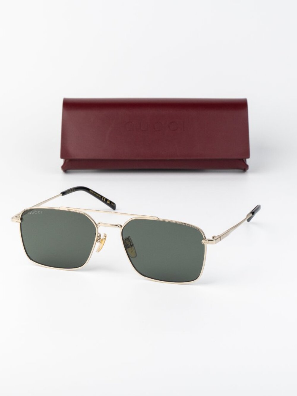 Gucci Men Sunglasses Gold Grey Rectangular GG1957SA 001 NEW AUTHENTIC - Picture 2 of 12